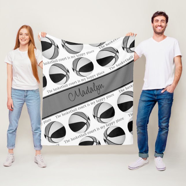 Cobertor De Velo meninas cinza negra no campo de basquete no meu lu (In Situ)