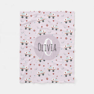 Cobertor De Velo Meninas Cute Pink Paramedic Ambulance Pattern Kids