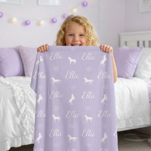 Cobertor De Velo Meninas Fofas Nome Personalizado Cavalo