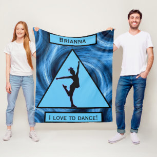 Cobertor De Velo Meninas "I Love To Dance" Blue Swirls