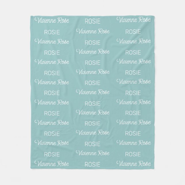 Cobertor De Velo Meninas Nome em Roteiro Personalizado Aqua (Frente)