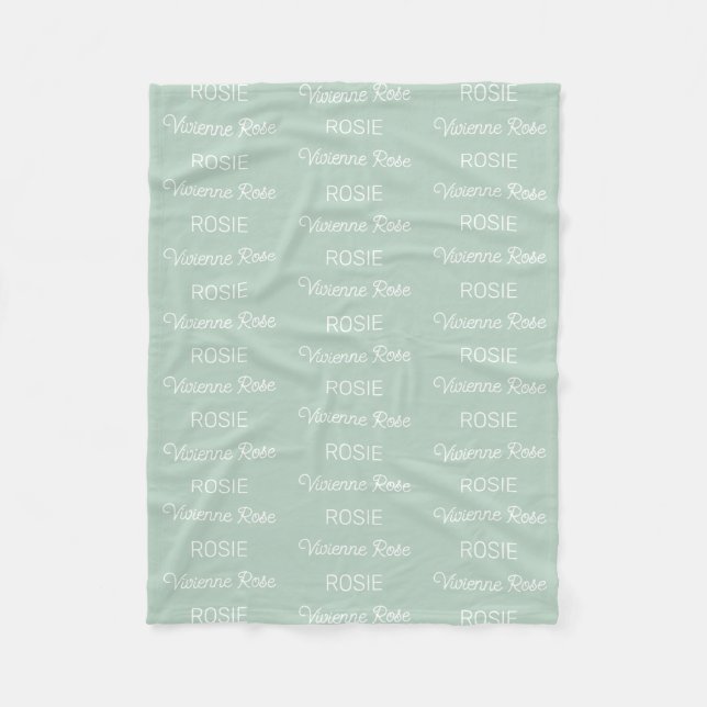Cobertor De Velo Meninas Nome Personalizado em Rota Script Verde Sa (Frente)