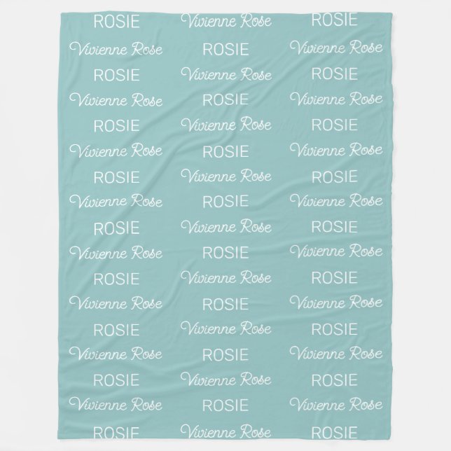 Cobertor De Velo Meninas Nome Personalizado Script Rosa Aqua (Frente)