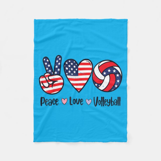 Cobertor De Velo Meninas Paz Amor Volei 4 de Julho Americano (Frente)