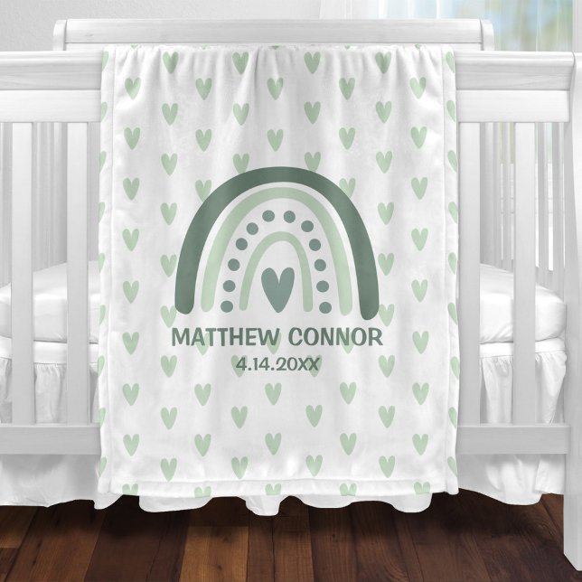 Cobertor De Velo Menino Arco-íris e Corações Personalizado (Criador carregado)
