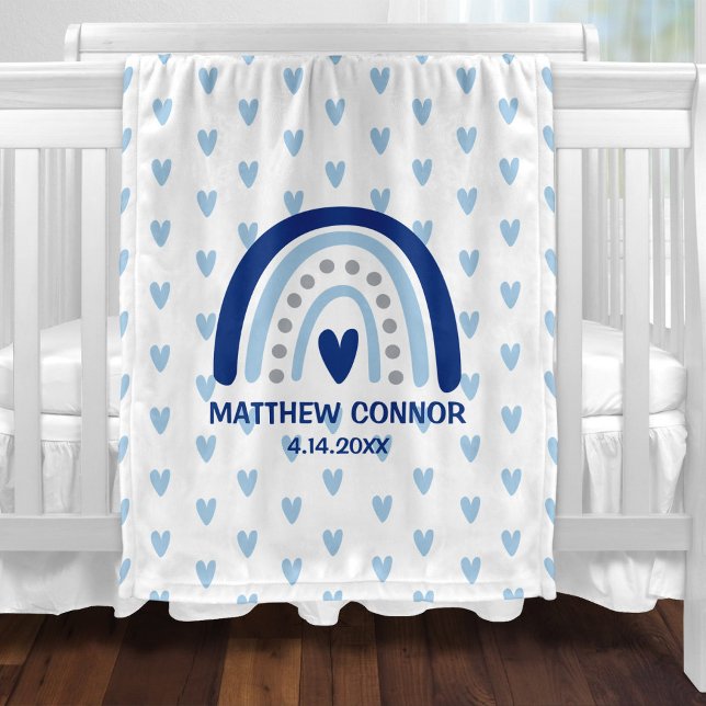 Cobertor De Velo Menino Arco-íris e Corações Personalizado (Criador carregado)