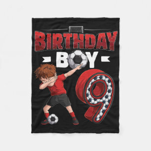 Cobertor De Velo Menino Dabbing 9 Anos Jogador de Futebol Aniversár