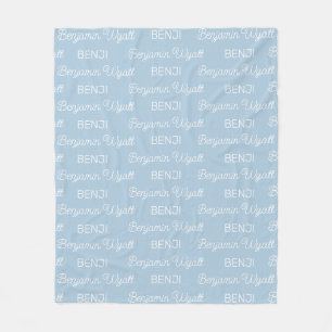 Cobertor De Velo Meninos Azul Script Nome Personalizado