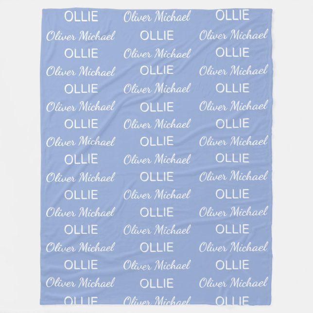 Cobertor De Velo Meninos Azul Script Nome Personalizado (Frente)