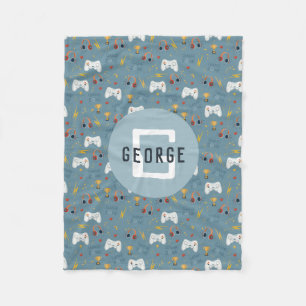 Cobertor De Velo Meninos Blue Video Game Kids Legal Monograma