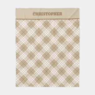 Cobertor De Velo Meninos de Xadrez de Búfalo castanho Tan Beige Jog