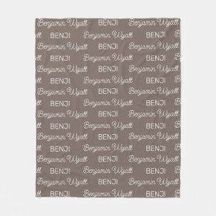Cobertor De Velo Meninos Nome Personalizado em Script Brown
