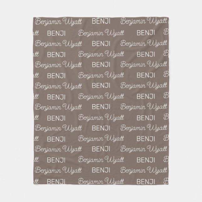 Cobertor De Velo Meninos Nome Personalizado em Script Brown (Frente)