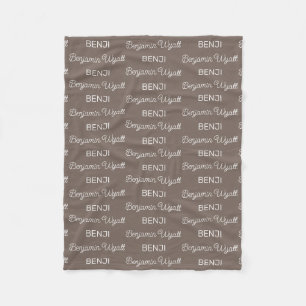 Cobertor De Velo Meninos Nome Personalizado em Script Brown