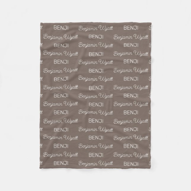 Cobertor De Velo Meninos Nome Personalizado em Script Brown (Frente)