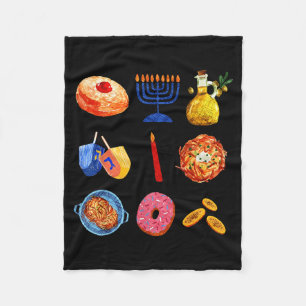 Cobertor De Velo Menorá de Latke de Hanukkah Dreidel Donut Chanukah