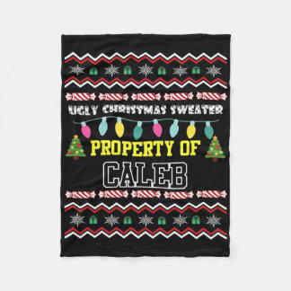 Cobertor De Velo Mens Personalizados Nome Caleb Ugly Christmas