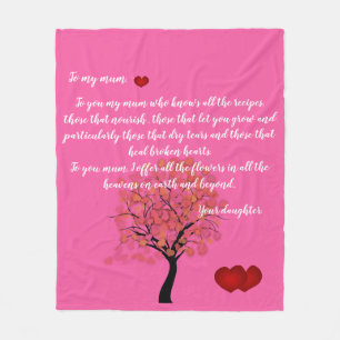 Cobertor De Velo Mensagem de amor da filha/mãe