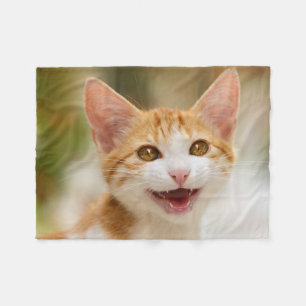 Cobertor De Velo Meow engraçado de sorriso do gatinho acolhedor