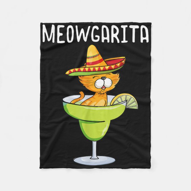Cobertor De Velo Meowgarita - Cinco de Mayo Margarita Cat Lover (Frente)