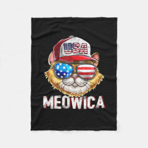 Cobertor De Velo Meowica American Flag Cat 4 De Julho