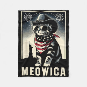 Cobertor De Velo Meowica Usa América Gato 4 De Julho Patriótico Div