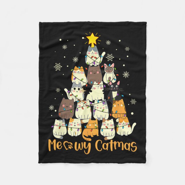 Cobertor De Velo Meowy Catmas Árvore de Natal Xmas Meninas Fu (Frente)