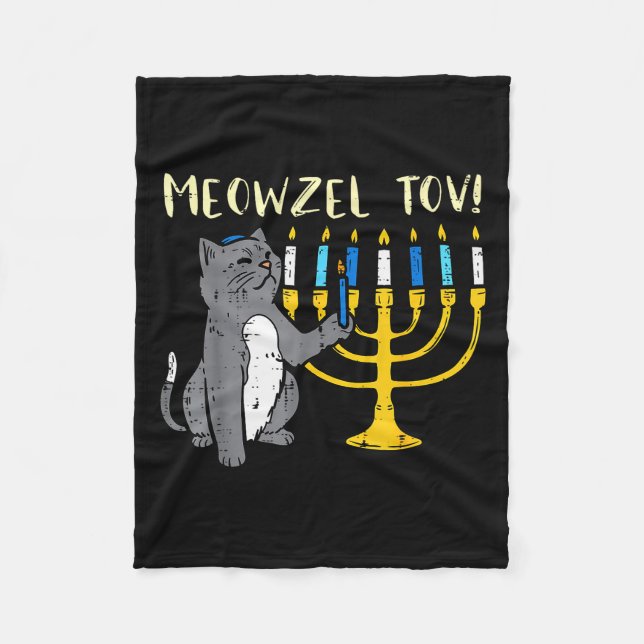 Cobertor De Velo Meowzel Tov Jewish Cat Funny Hanukkah Chanukah Pjs (Frente)