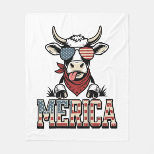 Cobertor De Velo Merica Gráfico de Gravura Vintage Patriótica Vaca_