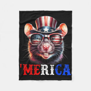 Cobertor De Velo Merica Rat Patriótico 4 de julho Crianças Engraçad