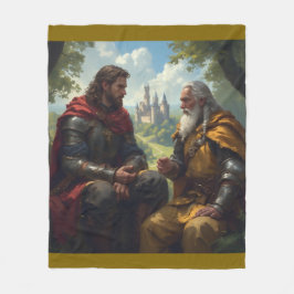 Cobertor De Velo Merlin and King Arthur at Camelot Fleece Blanket