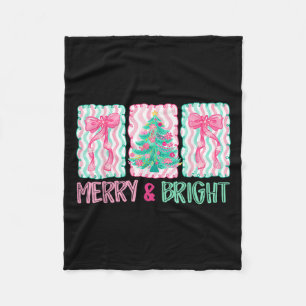 Cobertor De Velo Merry & Bright Coquette Preppy Laço Árvore de