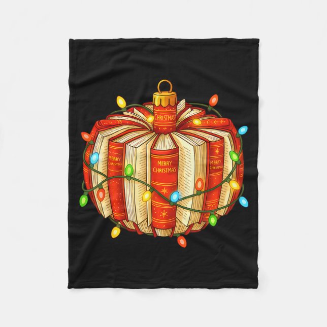 Cobertor De Velo Merry Christmas Book Ornament Book Lover All Booke (Frente)