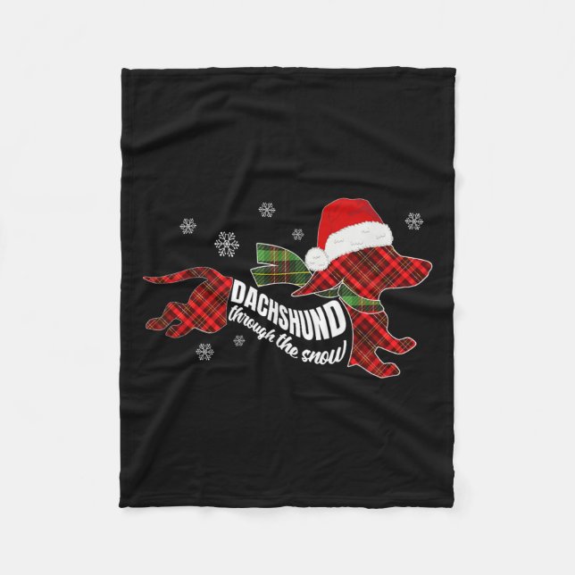 Cobertor De Velo Merry Christmas Dachshund Dog Through The Snow Pla (Frente)