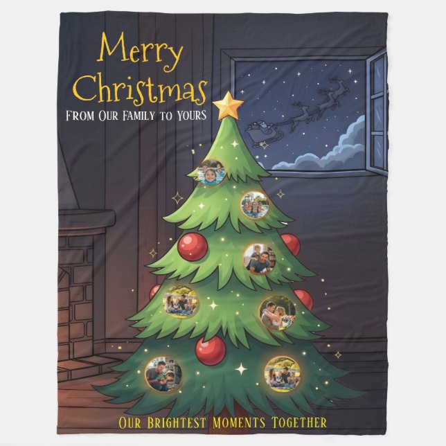 Cobertor De Velo Merry Christmas Family Tree Photo Blanket – Person (Frente)