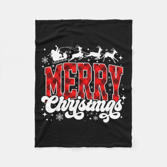 Cobertor De Velo Merry Christmas Lights Santa Hat Xmas Family Match (Frente)