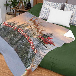 Cobertor De Velo Merry Christmas Reindeer e Papais noeis