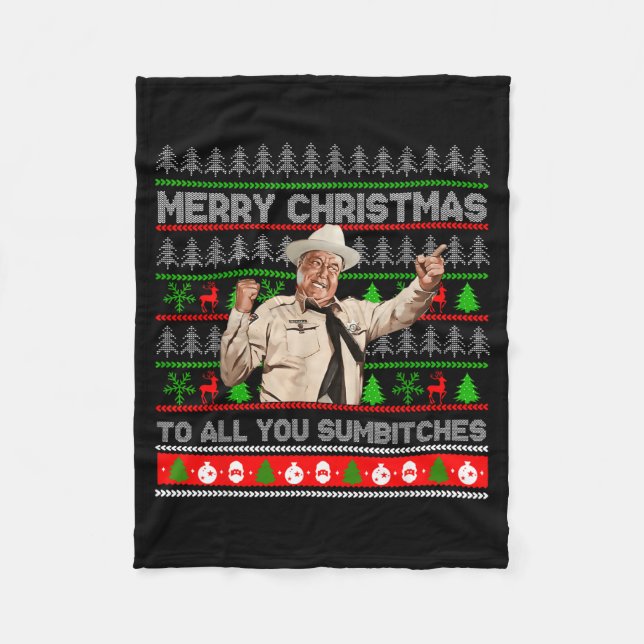 Cobertor De Velo Merry Christmas To All You Sumes Ugly Sweater Retr (Frente)