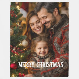 Cobertor De Velo Merry Christmas with Family Fleece Blanket