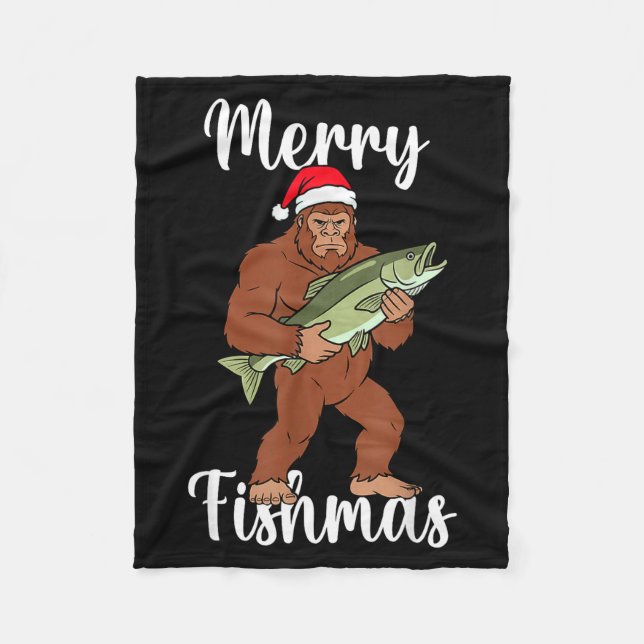 Cobertor De Velo Merry Fishmas Bigfoot Fishing Funny Sasquatch Sant (Frente)