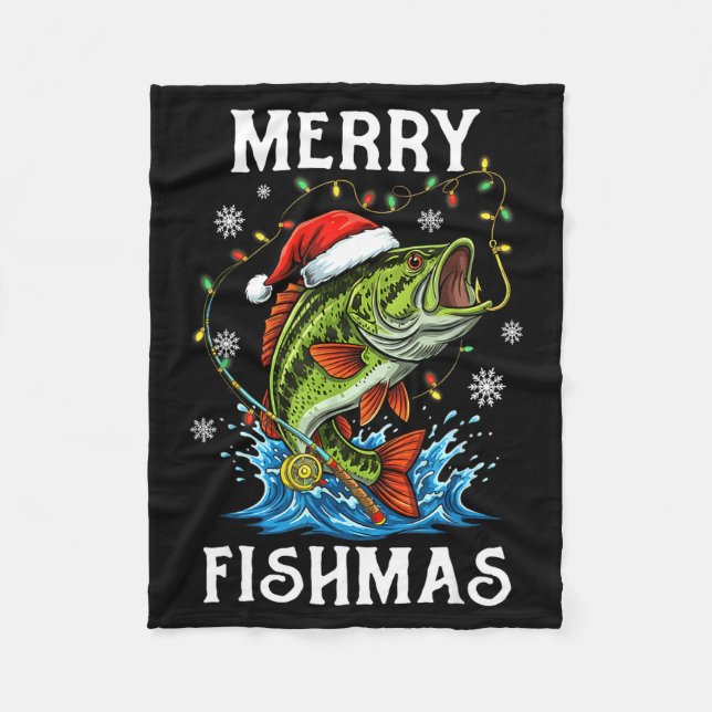 Cobertor De Velo Merry Fishmas Santa Fishing Lovers Funny Fisherman (Frente)