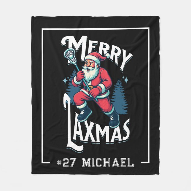 Cobertor De Velo Merry Laxmas Black Christmas Lacrosse Christmas (Frente)