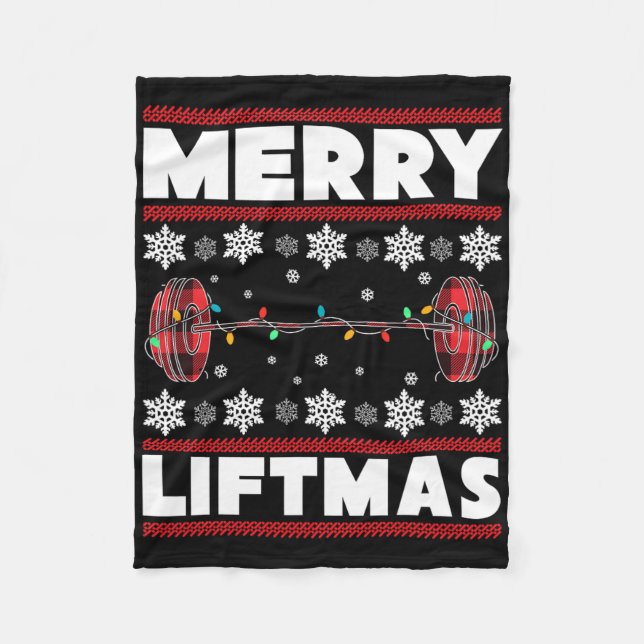 Cobertor De Velo Merry Liftmas Fun Christmas Gym Workout Fitness Gi (Frente)