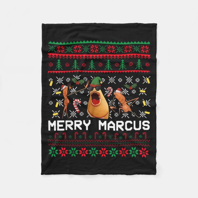 Cobertor De Velo Merry Marcus Ugly Christmas Sweater Funny The Worm (Frente)