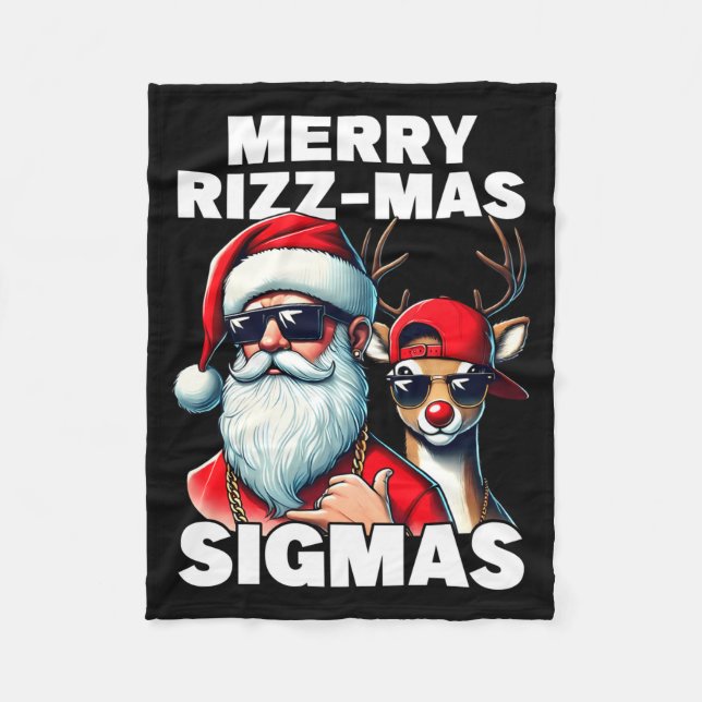 Cobertor De Velo Merry Rizzmas Sigmas Gen Alpha Funny Christmas San (Frente)