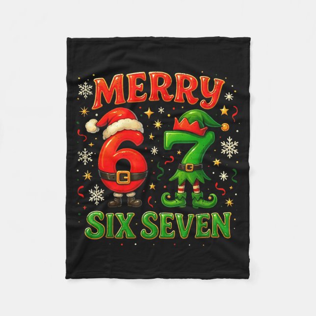 Cobertor De Velo Merry Six Seven Funny Meme 67 Christmas Couple Des (Frente)