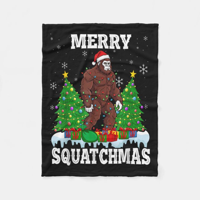 Cobertor De Velo Merry Squatchmas Christmas Tree Santa Bigfoot Sasq (Frente)