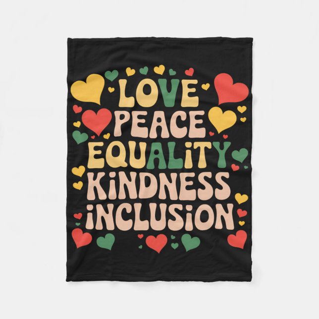 Cobertor De Velo Mês da História Negra Paz Amor Diversidade Inclusã (Frente)