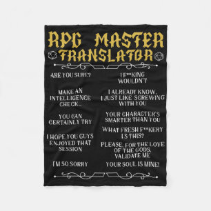 Cobertor De Velo Mestre Tradutor Rpg D20 Jogos de Mesa Engraçado Rp