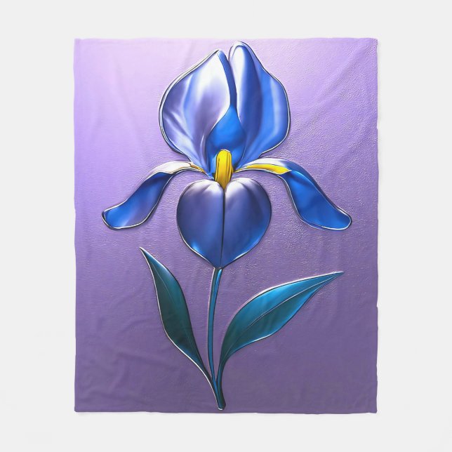 Cobertor De Velo Metallisch Glänzende Blaue Irisblüte mit Text (Frente)